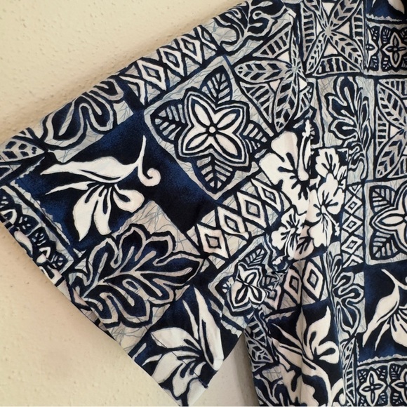 Ky's Made In Hawaii Aloha Hawaiian Short Sleeve Button Up Shirt Blue Floral Sz M - Picture 4 of 16